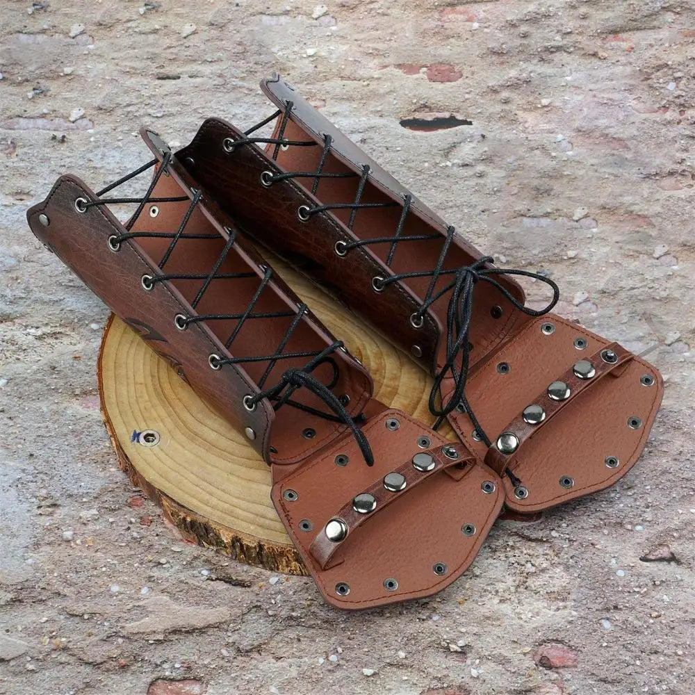 Medieval Arm Gauntlets Feather Viking Wrist And Hand Bracer Nordic Viking Style Hand Guard Costume For Playing Roles For Cosplay