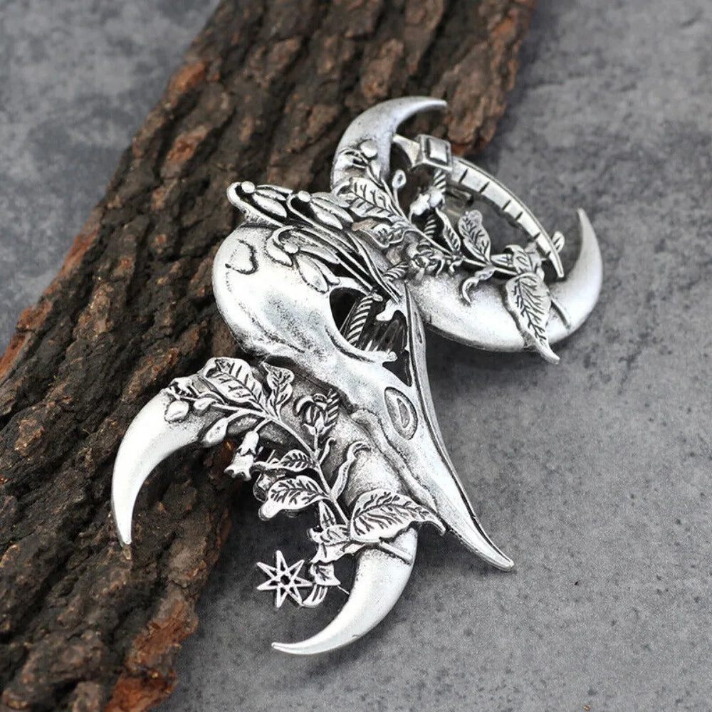 4PCS Witch Viking Norse celtic raven skull Barrette Hairpin Gothic Hair Accessory