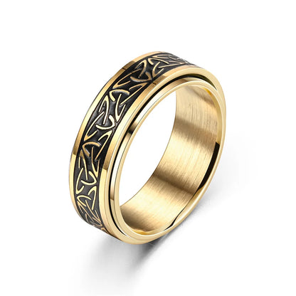 Viking Celtic Knot Rune Rotating Anxiety Joint Ring For Men Anti Stress Stainless Steel Spinner Fidgets Ring Anillo Antistress