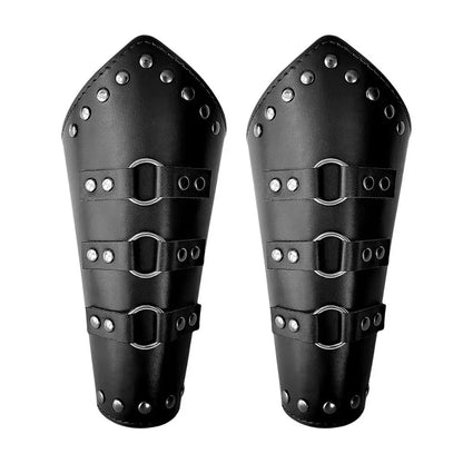 Medieval Vambrace Arm Cuff Adjustable Medieval Leather Bracers Long Style Knights Medieval Battle Arm Guard Bracers Halloween