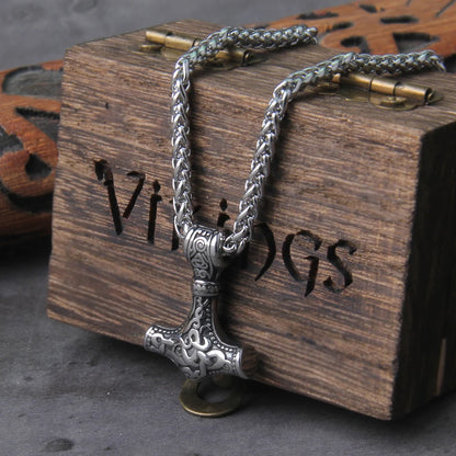 Stainless Steel Small Thor's Hammer Viking Necklace
