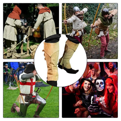 Pirate Boots Covers | Faux Leather Steampunk Boots | Medieval Renaissance Over The Shoe Black Accessories For Men And Women