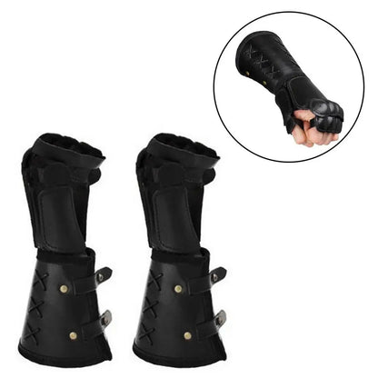new Medieval Gloves Long Glove Artificial Leather Viking Wrist Guard Steampunk Medieval Viking Gauntlet Cosplay Costume