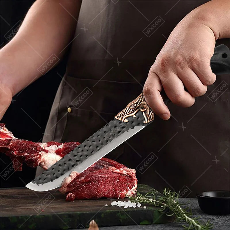 8PCS Professional Kitchen Chef Knife Set Stainless Steel Forged for Cooking Meat Vegetable Fish Utility Cutting