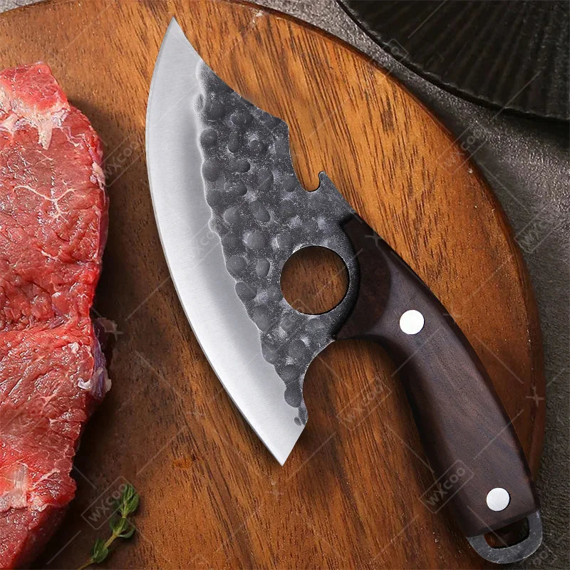 4 PCS Professional Kitchen Knife Handmade Forged Multipurpose Knife Stainless Steel Boning Cleaver Slicing Meat Fruit Wooden