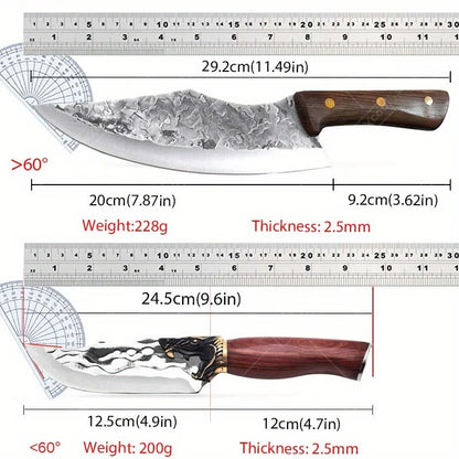 2PCS Professional Kitchen Chef Knife Set Forged Stainless Steel Boning Knife Multipurpose Butcher Knife Cooking Knife Cleaver