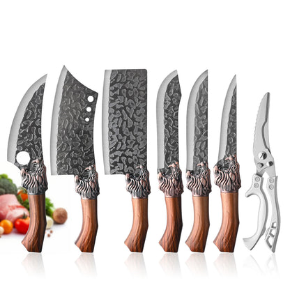 7pcs kitchen set knives, brown dragon head knives, high-quality chef knives, high hardness, high-quality steel, sharp and durabl