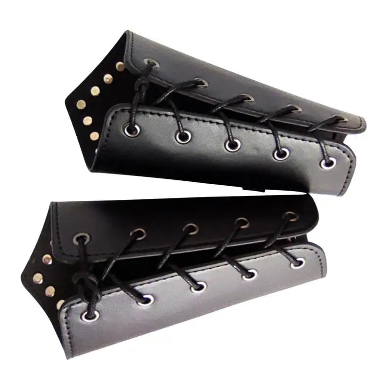 Medieval Vambrace Arm Cuff Adjustable Medieval Leather Bracers Long Style Knights Medieval Battle Arm Guard Bracers Halloween