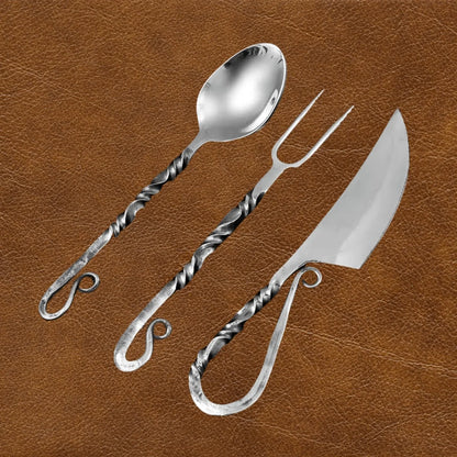 Medieval Place Sets, Viking Hand Forged Knives, Forks, Spoons