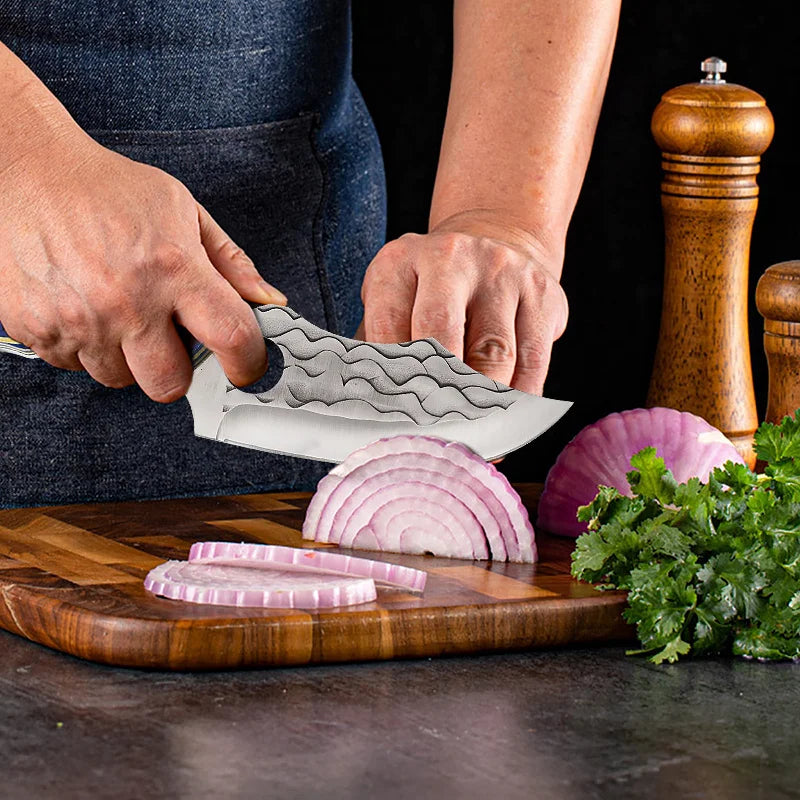 1 PC Stainless Steel Professional Kitchen Knife Handmade Forged Boning and Slicing Cleaver with Wooden Handle
