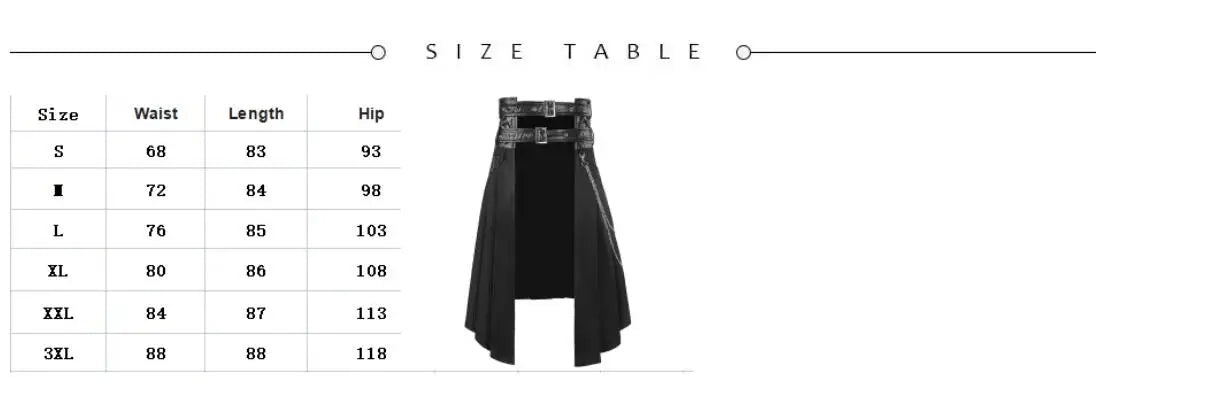 Men's Leather Skirt Spring And Autumn New Rock Non-Mainstream Punk Style Casual Large Size Half Skirt  cosplay costumes