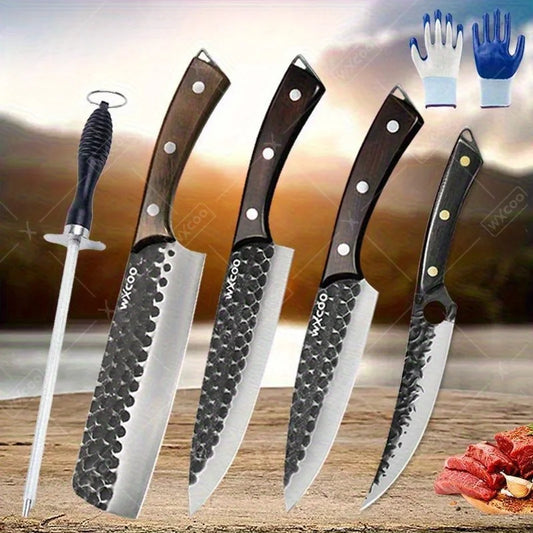 3PCS/4PCS/5PCS/6PCS Professional Utility Knife High Quality Stainless Steel Chef Knife Set Handmade Boning Knife Sharp Meat