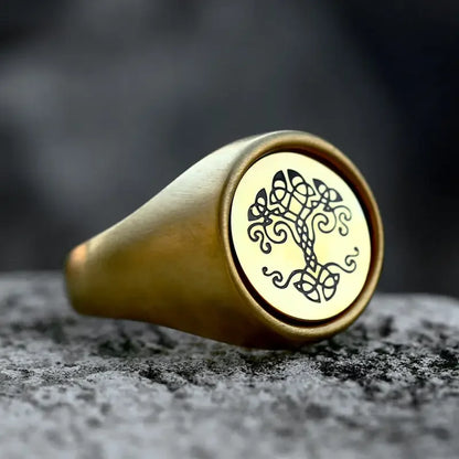 Stainless Steel Tree of Life Signet Ring