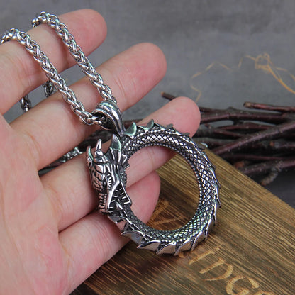 Never Fade Gold plated rotating life tree in Amulet ouroboros Pendant Necklace with vikings wood box