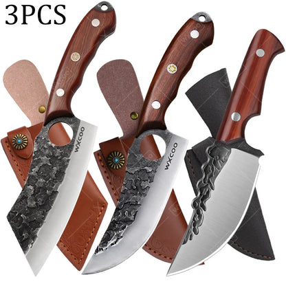 3 PCS Stainless Steel Boning Knife Set Professional High Quality Sharp Handmade Forged Kitchen Utility Cutting Knives