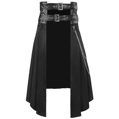 Men's Leather Skirt Spring And Autumn New Rock Non-Mainstream Punk Style Casual Large Size Half Skirt  cosplay costumes