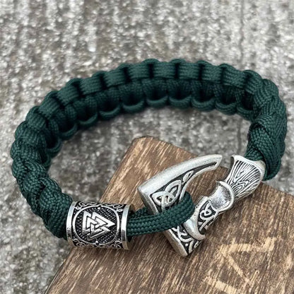 Slavic Perun Axe Norse Runes Trinity Bead Paracord Jewelry Viking Bracelet