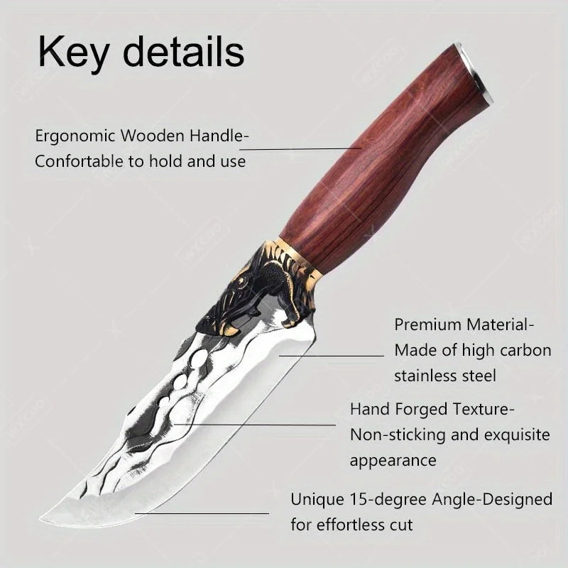 2PCS Professional Kitchen Chef Knife Set Forged Stainless Steel Boning Knife Multipurpose Butcher Knife Cooking Knife Cleaver