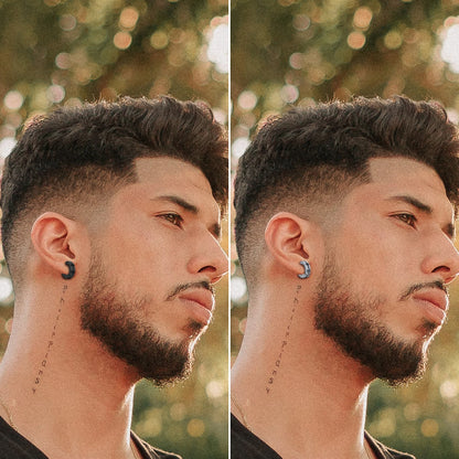 BONISKISS 2 Pairs Norse Viking Earrings Stainless Steel Nordic Elder Futhark Runes Hoop Huggie Hinged Fake Stud Men Women Unisex