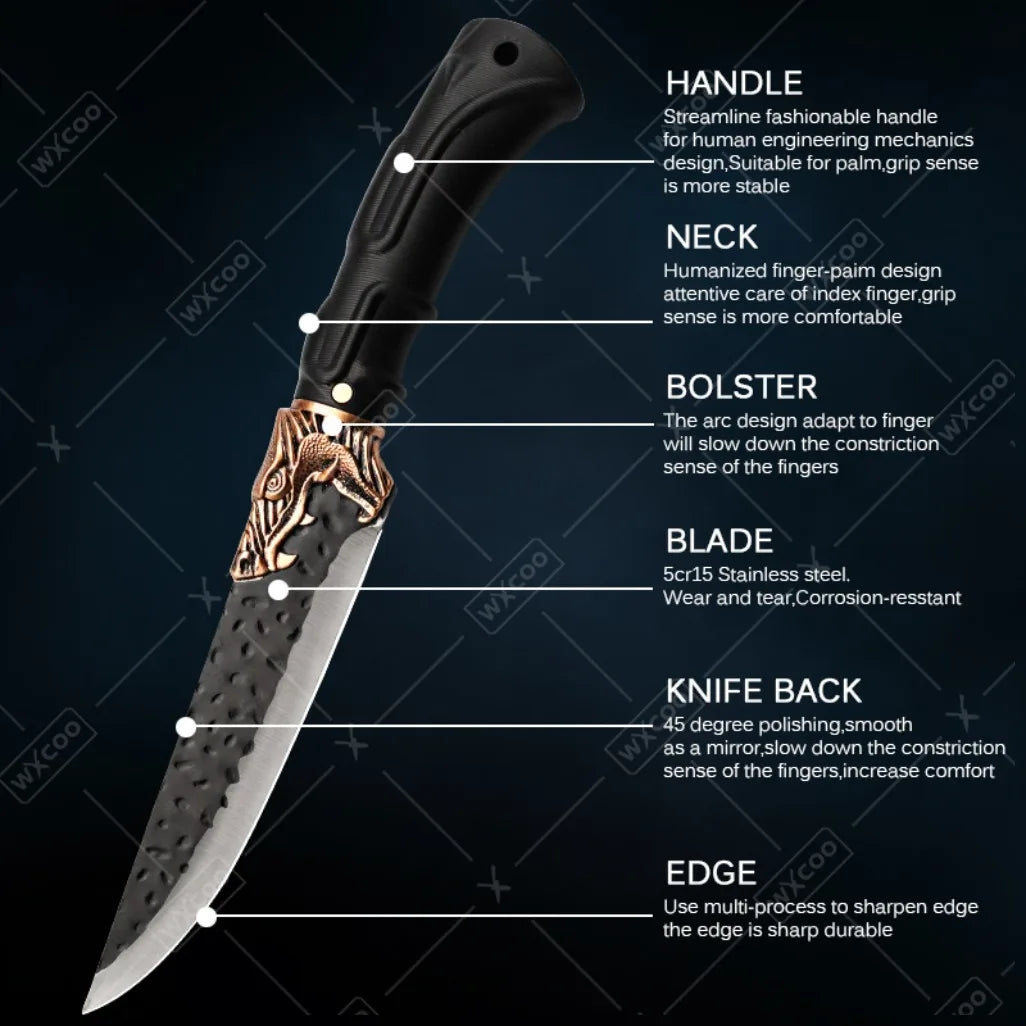 1/5/6PCS Handmade Chef Knife Set Stainless Steel Kitchen Knives Professional Multipurpose Beef Boning Sashimi Utility Cutting