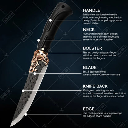 1/5/6PCS Handmade Chef Knife Set Stainless Steel Kitchen Knives Professional Multipurpose Beef Boning Sashimi Utility Cutting