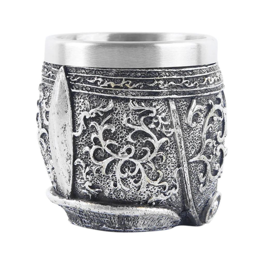Unique Gothic Warrior Mug Without Handle Skeleton Skull Coffee Cup Strong Stability Heat Resistance for Home Bar Ornament