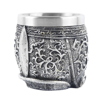 Unique Gothic Warrior Mug Without Handle Skeleton Skull Coffee Cup Strong Stability Heat Resistance for Home Bar Ornament