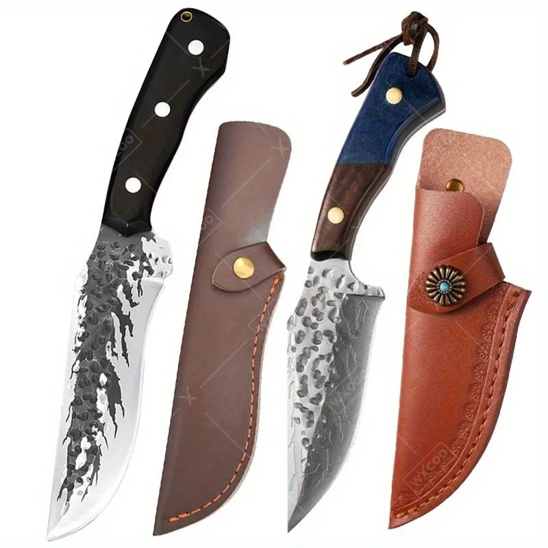 2PCS Stainless Steel Knife Handmade Forged Cleaver Boning Fish Barbecue Camping Outdoor Kitchen Knife