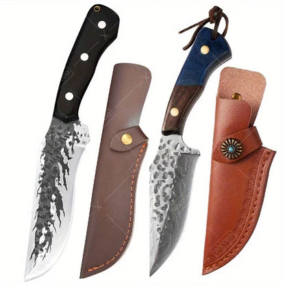 2PCS Stainless Steel Knife Handmade Forged Cleaver Boning Fish Barbecue Camping Outdoor Kitchen Knife