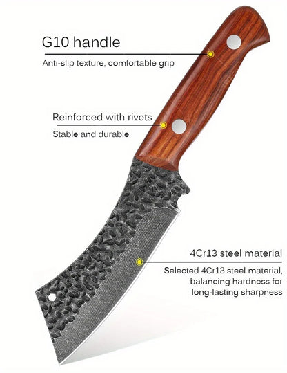 2 PCS Pocket Knife Hand Forged High Carbon Steel Kitchen Knives Multipurpose Cooking Knives Stainless Steel Butcher Boning