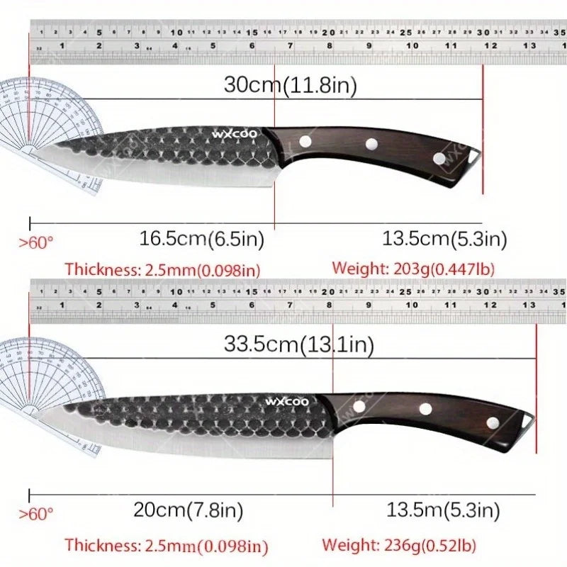 8PCS Professional Kitchen Chef Knife Set Stainless Steel Forged for Cooking Meat Vegetable Fish Utility Cutting
