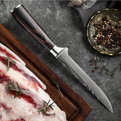 9 Pcs Kitchen Chef Knife Set High Carbon Stainless Steel Damascus Chef Knife Boning Knife Cleaver Santoku Slicer Vegetable