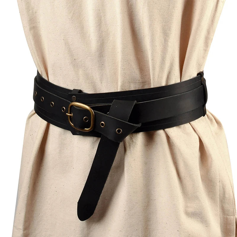 Upgraded Leather Vintage Medieval Belt Men Knight Waistband Pirate Gothic Tunic Robe Buckle Belt Halloween Costume Accessories