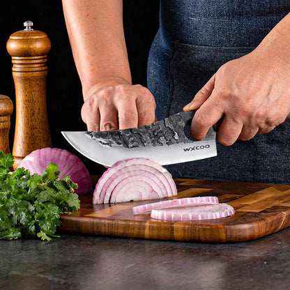 4PCS Stainless Steel Knife Set Professional Meat Cleaver Boning Knife Cutting Knife with Wooden Handle and Covers Multipurpose
