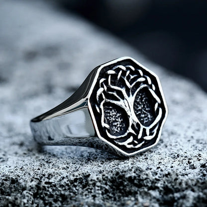 Stainless Steel Tree of Life Signet Ring