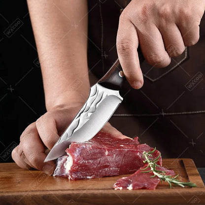 2pcS Kitchen Knife Stainless Steel Handmade Boning Cleaver Butcher Scissors Vegetable Fruit Bone Knife