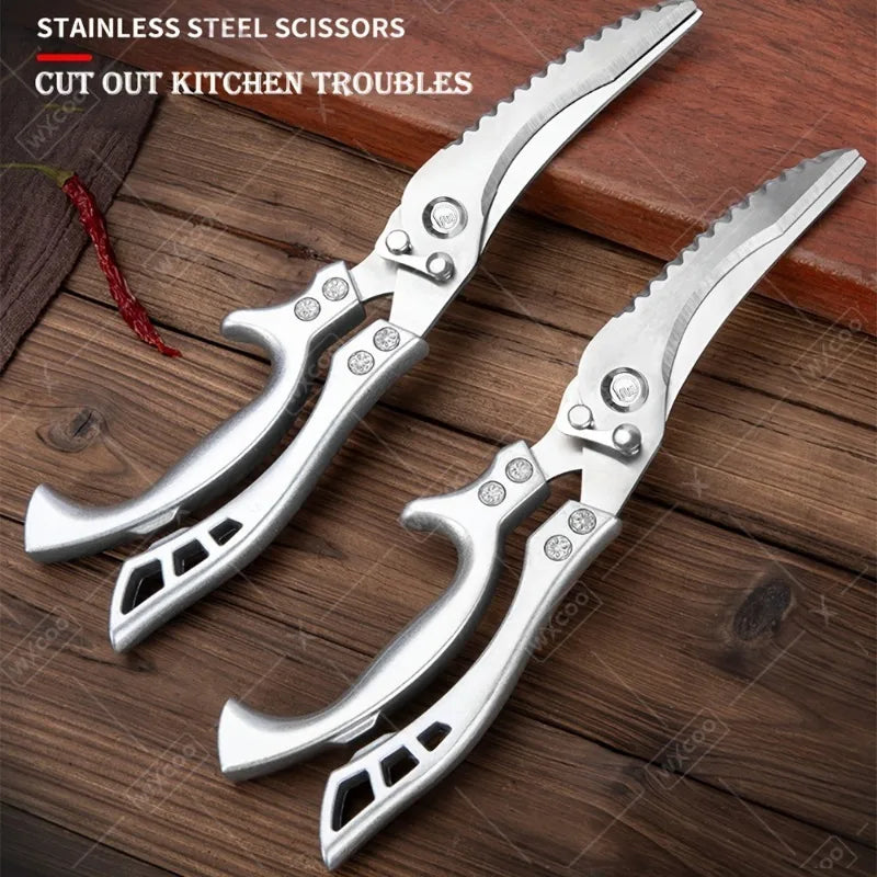 3 Pcs Professional Handmade Forged Knife Kitchen Utility Knife Cleaver Butcher Boning Chef Multipurpose Scissors Poultry Fish