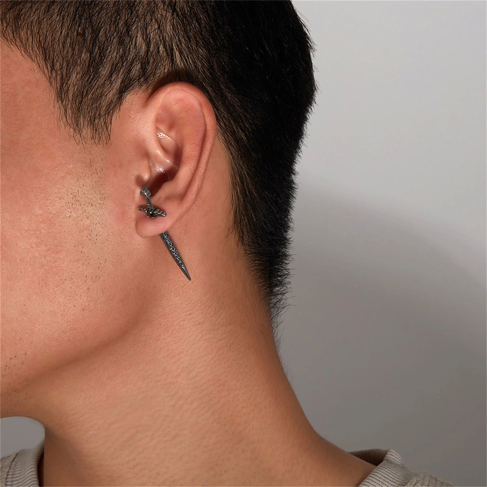 Heren Punk Rock Dragon Head Stud Oorbellen In Roestvrij Heren Punk Rock Dragon Head Stud Oorbellen In Roestvrij