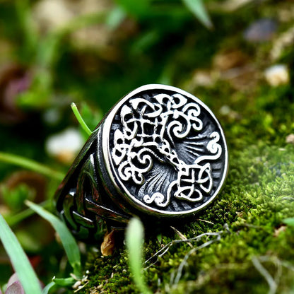Stainless Steel Tree of Life Signet Ring