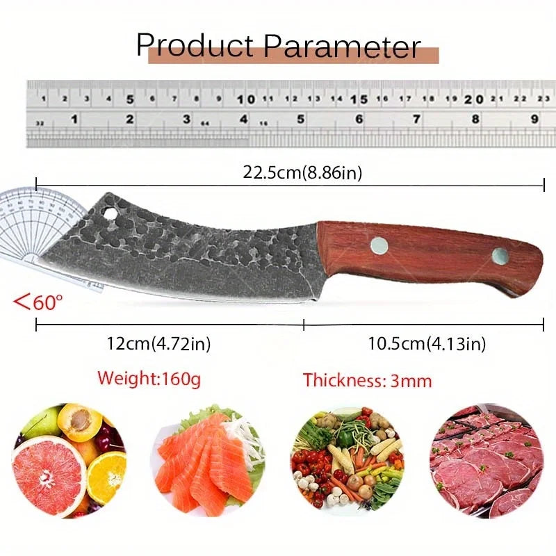 1PC Forging Boning Knife Stainless Steel Small Pocket Knife Barbecue Cleaver Outdoor Meat Cooking Wood Handle