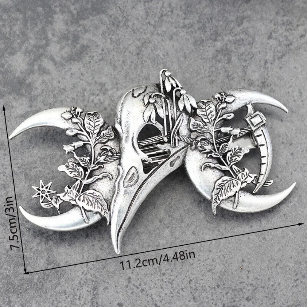 4PCS Witch Viking Norse celtic raven skull Barrette Hairpin Gothic Hair Accessory