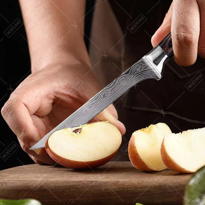 9 Pcs Kitchen Chef Knife Set High Carbon Stainless Steel Damascus Chef Knife Boning Knife Cleaver Santoku Slicer Vegetable