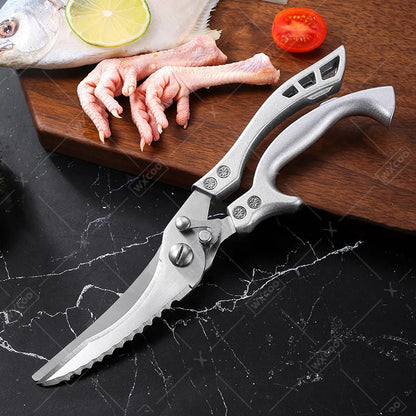 2pcS Kitchen Knife Stainless Steel Handmade Boning Cleaver Butcher Scissors Vegetable Fruit Bone Knife