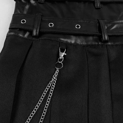 Men's Leather Skirt Spring And Autumn New Rock Non-Mainstream Punk Style Casual Large Size Half Skirt  cosplay costumes