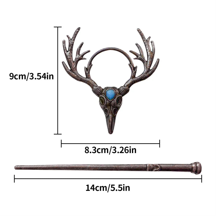 New Gothic Retro Cow Skull Skeleton Moonstone Hair Clips Hairpins for Women Fashion Deer Horn Hair Stick Hair Styling Tools