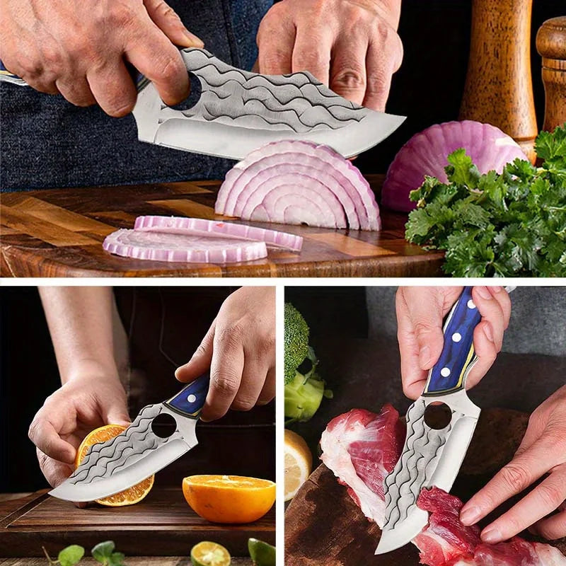 1 PC Stainless Steel Professional Kitchen Knife Handmade Forged Boning and Slicing Cleaver with Wooden Handle
