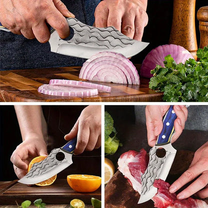1 PC Stainless Steel Professional Kitchen Knife Handmade Forged Boning and Slicing Cleaver with Wooden Handle