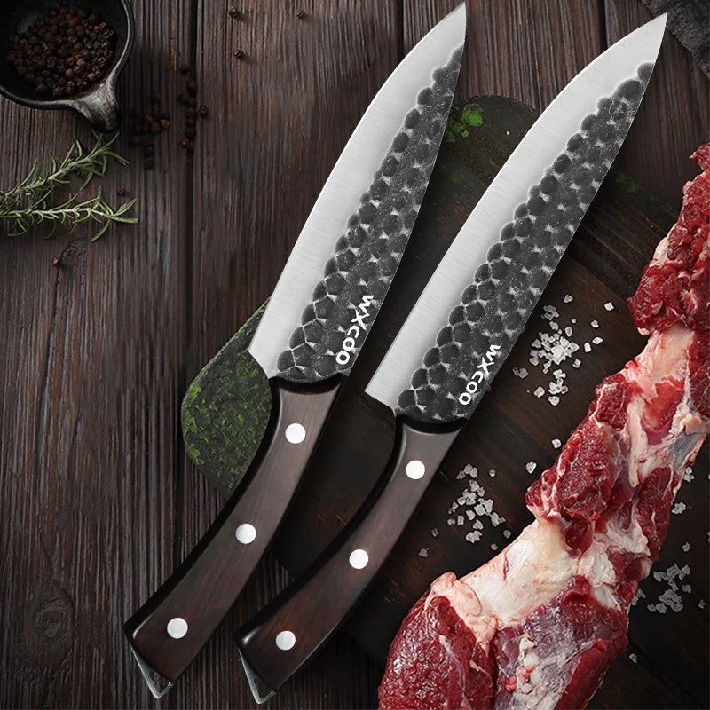 4PCS Stainless Steel Knife Set Handmade Professional High Quality Sharp Multipurpose Kitchenware Forged Mini Cheese Boning Pizza