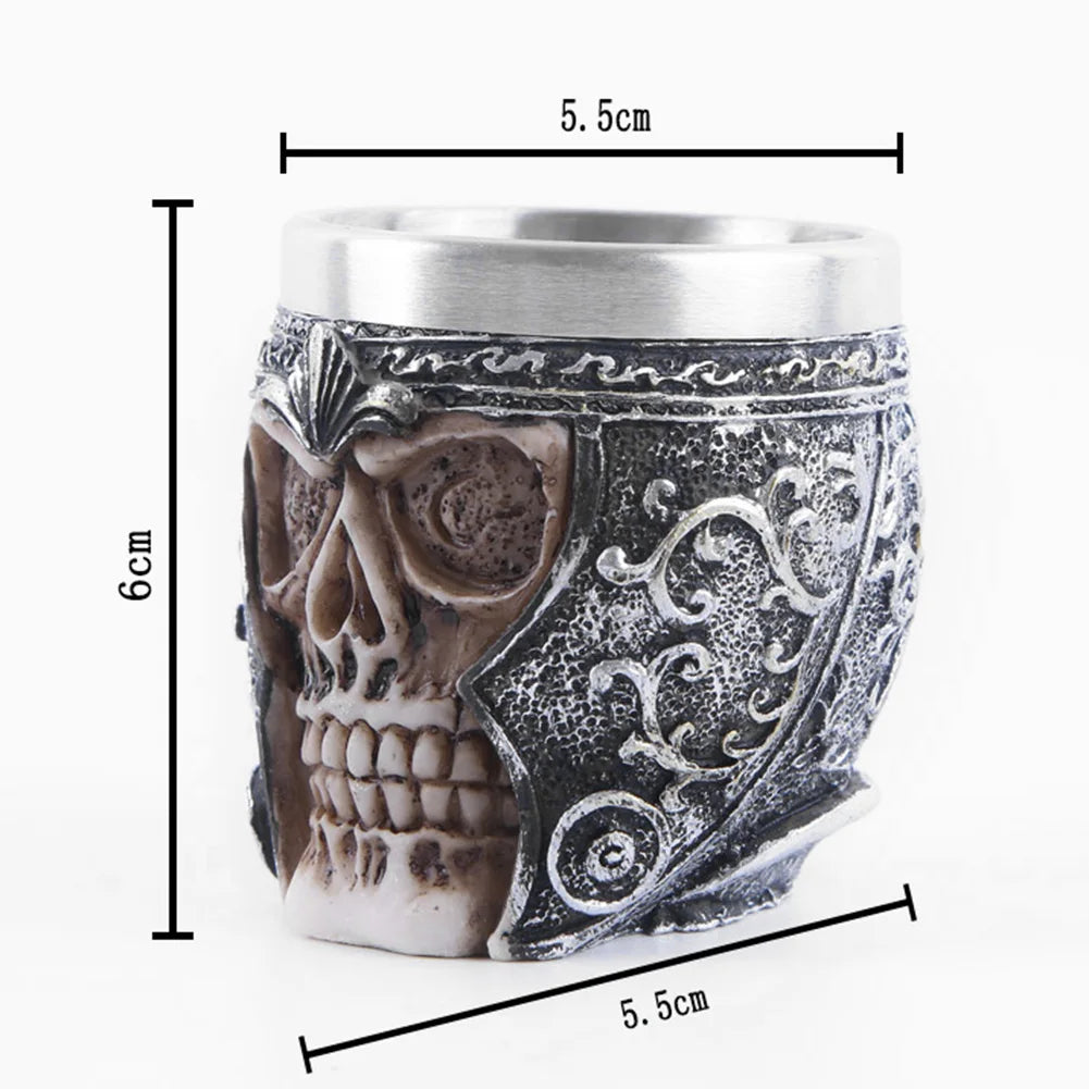 Unique Gothic Warrior Mug Without Handle Skeleton Skull Coffee Cup Strong Stability Heat Resistance for Home Bar Ornament
