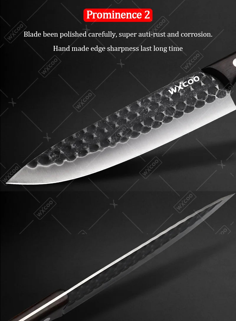 4PCS Stainless Steel Knife Set Professional Handmade High Quality Sharp Kitchenware Boning Meat Cleaver Fruit Knife with Covers